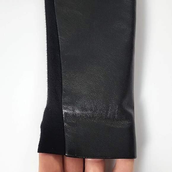 Danier Women's Black Italian Leather Jersey Wrap Waterfall Cardigan Size 2XS - Picture 6 of 12